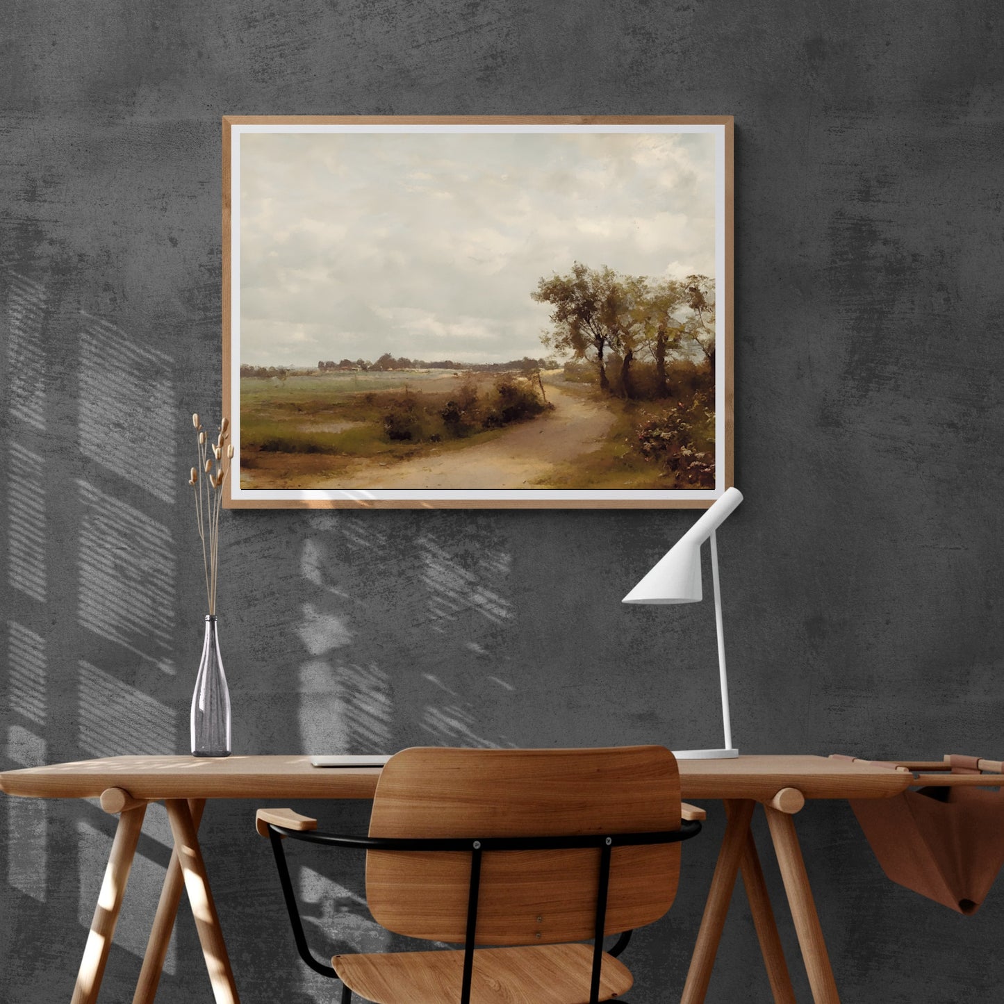 Vintage Country Landscape Painting Paper Poster Prints Vintage Oil Painting & Wall Art road through the country landscape, Antique art