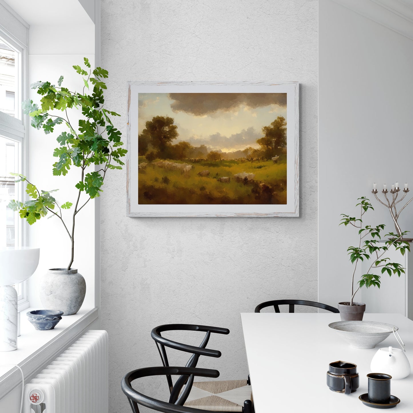 Vintage Country Landscape Painting Paper Poster Prints Vintage Oil Painting & Wall Art abstract open wild country landscape, Antique art
