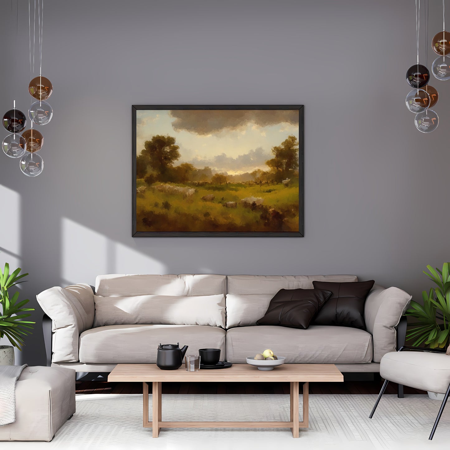 Vintage Country Landscape Painting Paper Poster Prints Vintage Oil Painting & Wall Art abstract open wild country landscape, Antique art