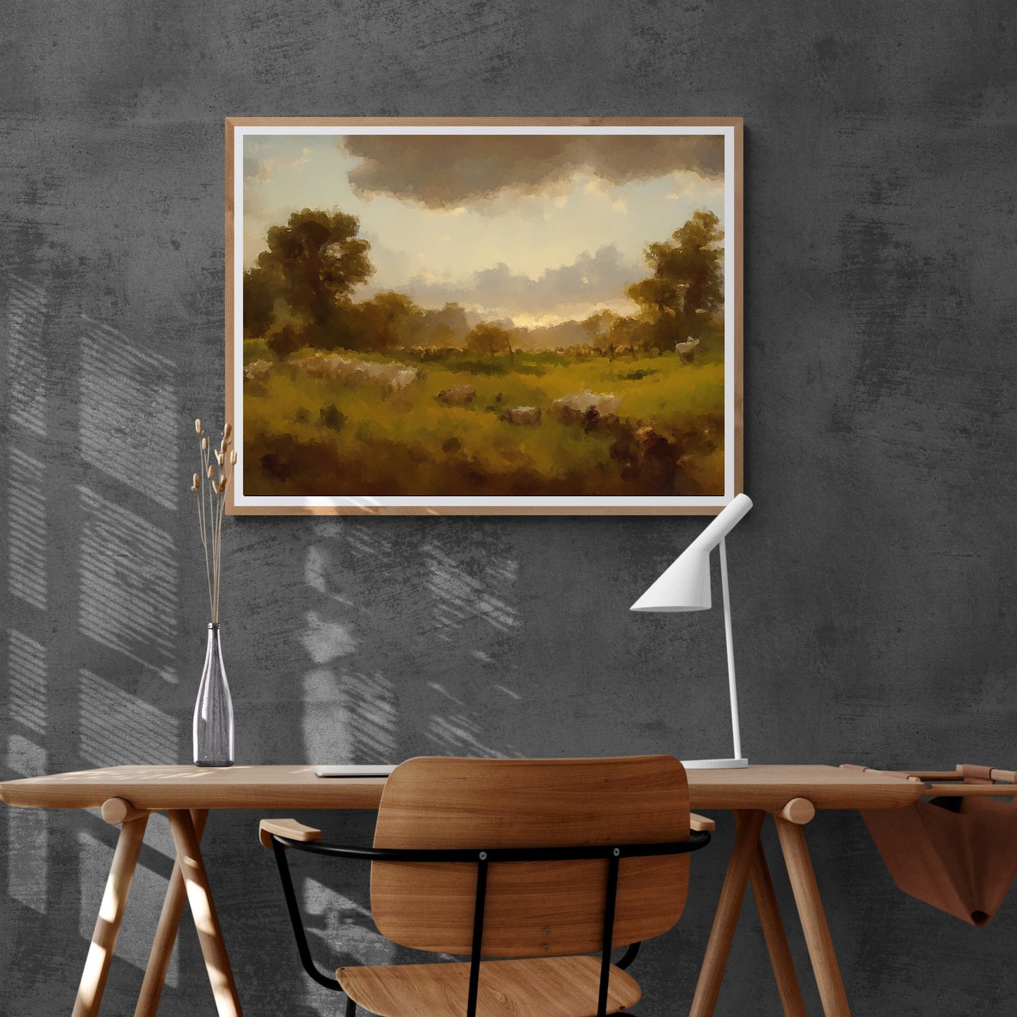 Vintage Country Landscape Painting Paper Poster Prints Vintage Oil Painting & Wall Art abstract open wild country landscape, Antique art
