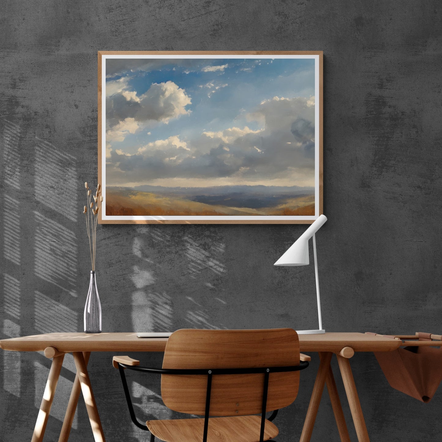 Vintage Cloudy Sky Paper Poster Prints Painting Vintage Oil Painting & Wall Art panorama landscape and cloudy sky, Antique art