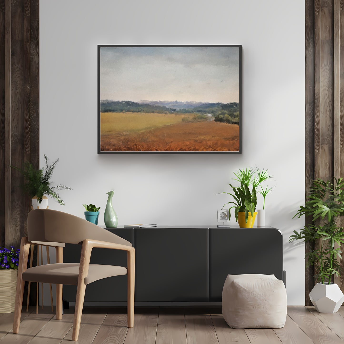 Abstract Country Landscape Paper Poster Prints Vintage Oil Painting & Wall Art abstract open wild country landscape, Antique art