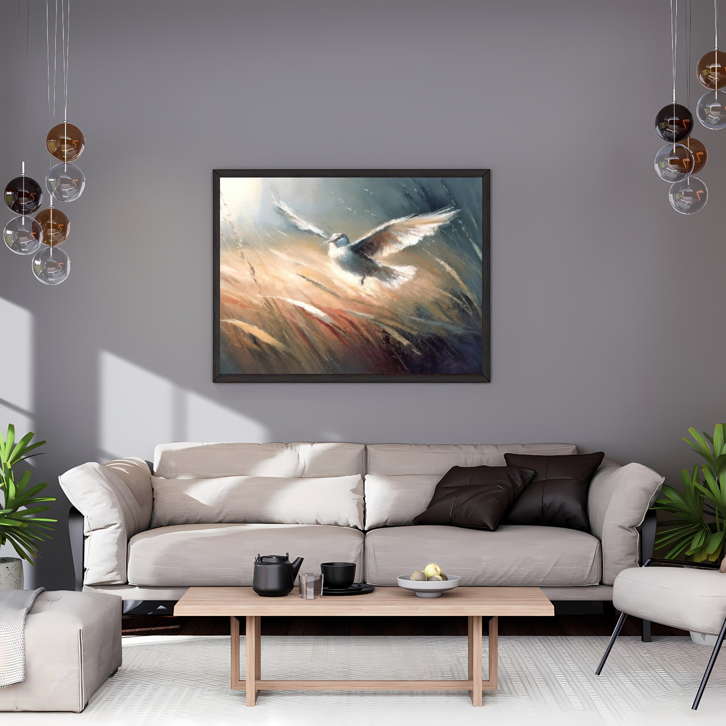 Bird in Grassland Paper Poster Prints Wall Art Vintage Oil Painting Style Visible Brushstrokes Soft Colors, Perfect for Nature-inspired Home Decor
