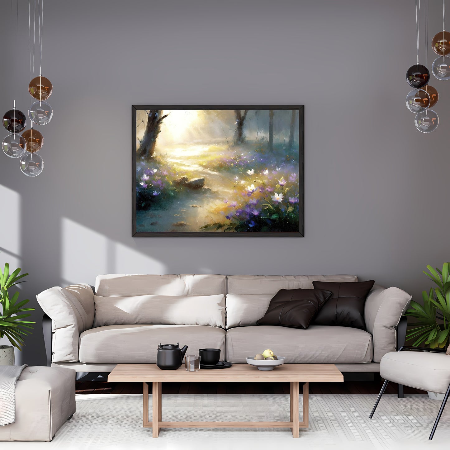 Woodland Wildflower Meadow Paper Poster Prints Wall Art Vintage Oil Painting visible Brushstrokes, Springflowers Floral Painting, Dreamy Woodland