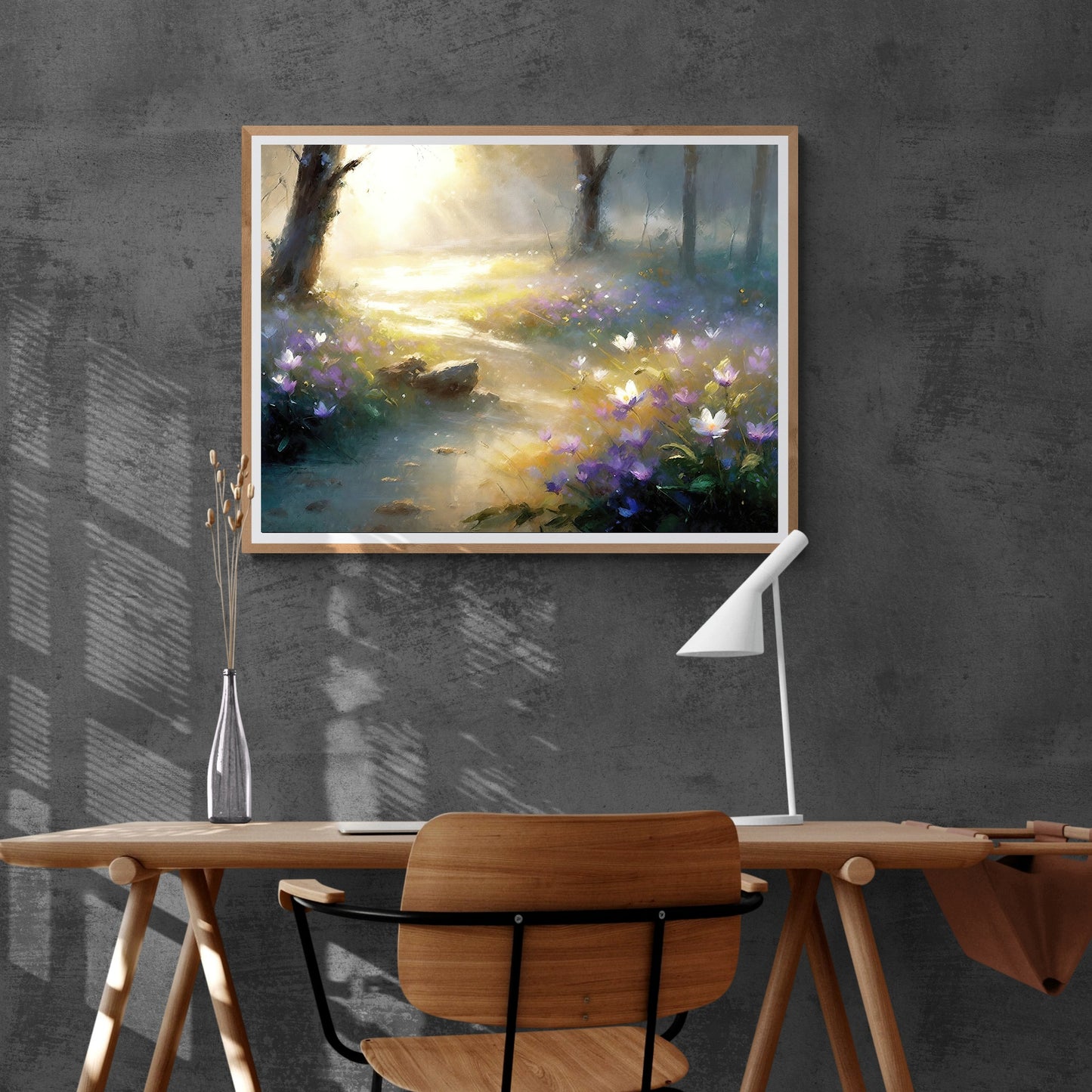 Woodland Wildflower Meadow Paper Poster Prints Wall Art Vintage Oil Painting visible Brushstrokes, Springflowers Floral Painting, Dreamy Woodland