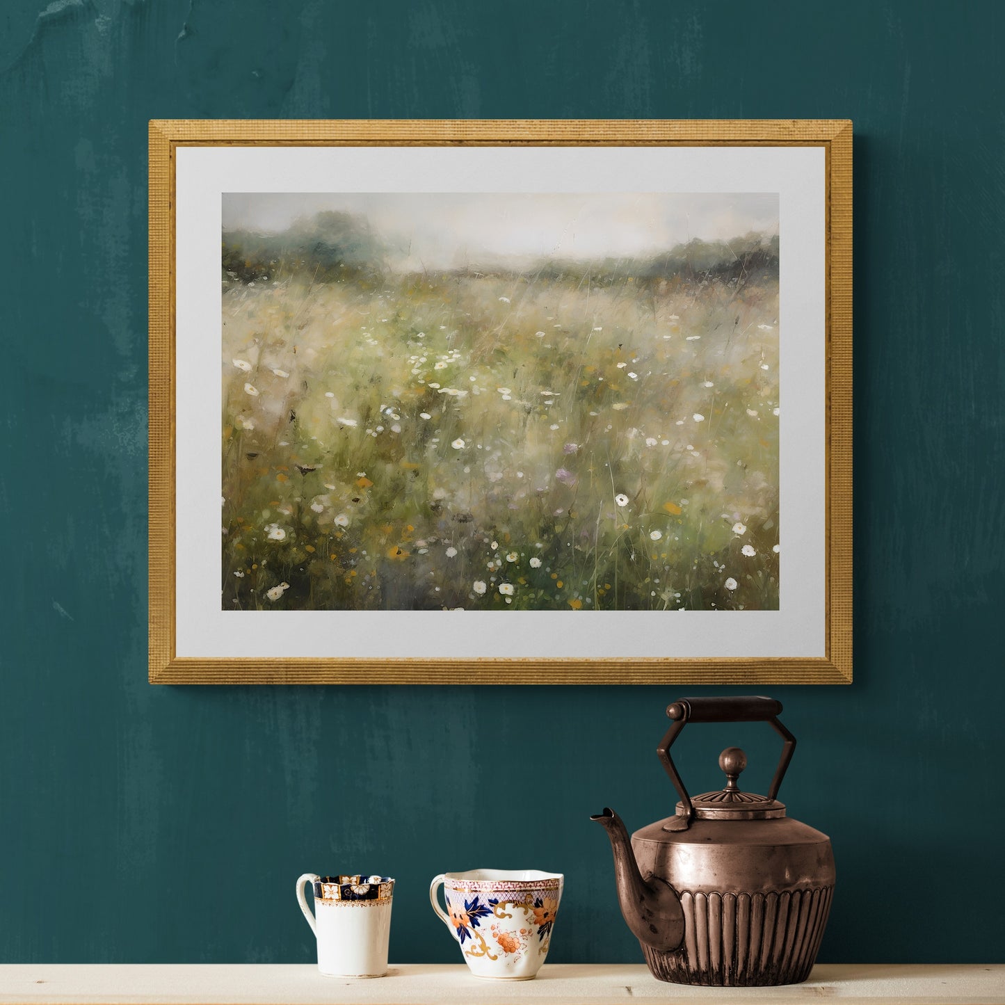 Wildflower Meadow Impressionist Wall Art Paper Poster Prints Vintage Oil Painting, Dreamy , Abstract Style, Blurred Landscape, Enchanting Nature Home Decor