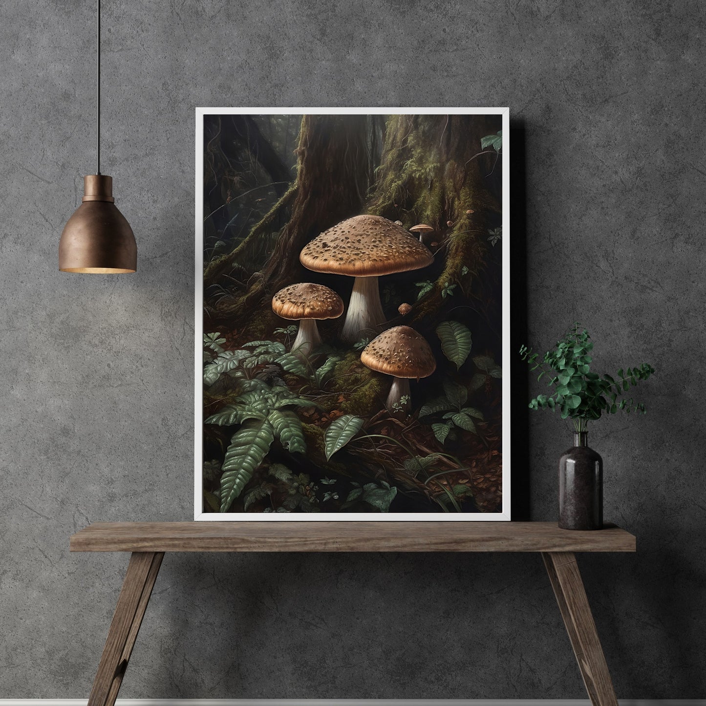 Pilze im Wald Wandkunst Dark Academia Druck Goblincore Vintage Herbst Botanisches Dekor Gothic Cottagecore Pilz Papier Poster Drucke