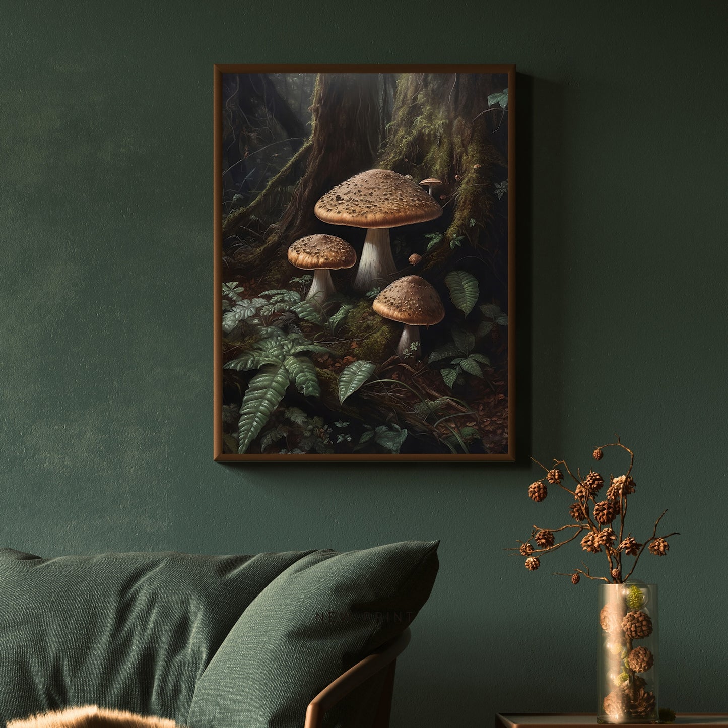Pilze im Wald Wandkunst Dark Academia Druck Goblincore Vintage Herbst Botanisches Dekor Gothic Cottagecore Pilz Papier Poster Drucke