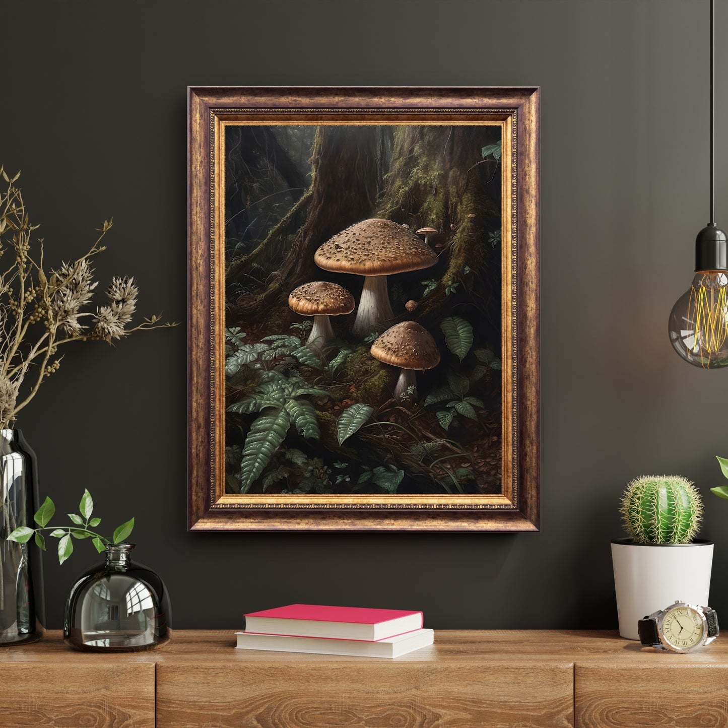 Pilze im Wald Wandkunst Dark Academia Druck Goblincore Vintage Herbst Botanisches Dekor Gothic Cottagecore Pilz Papier Poster Drucke