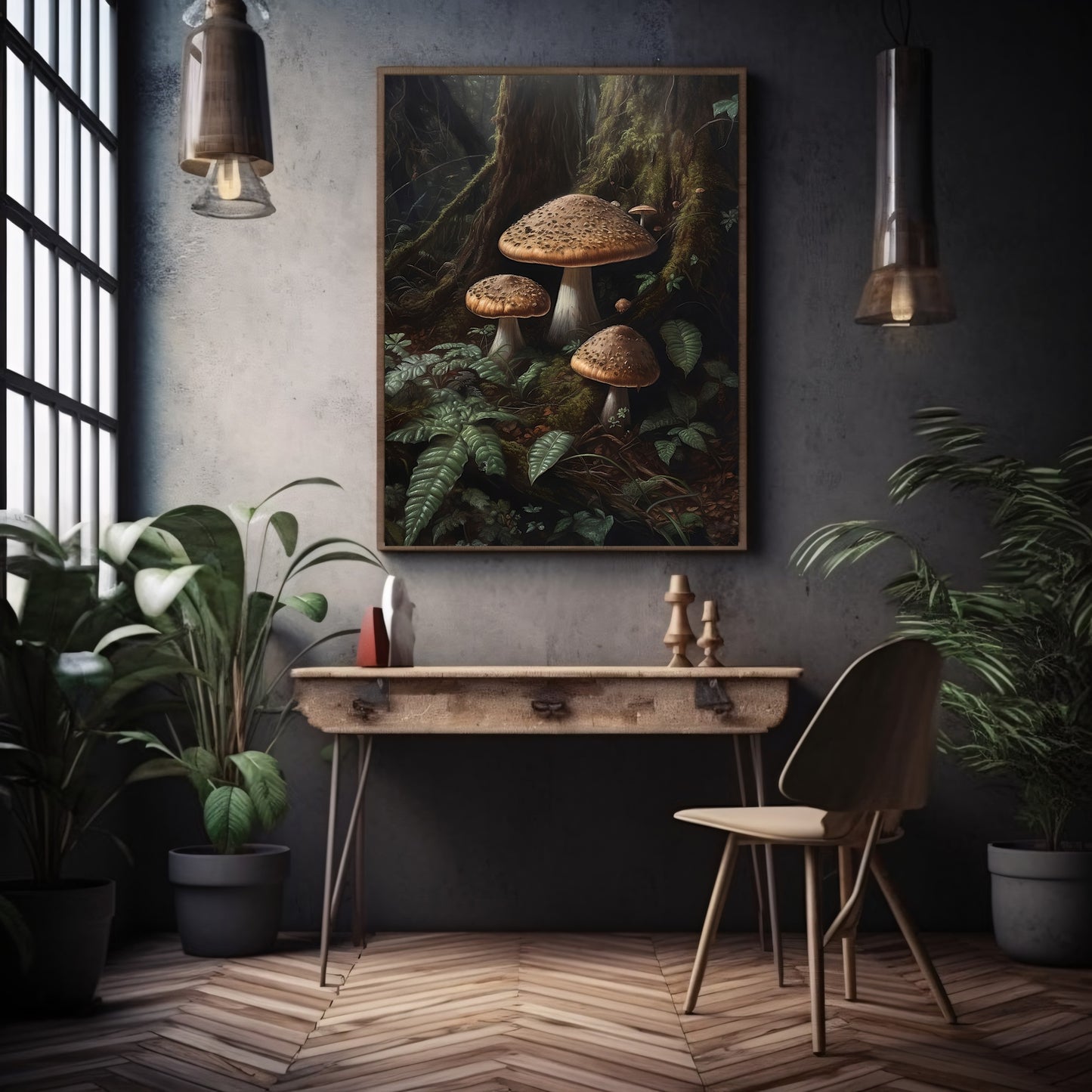 Pilze im Wald Wandkunst Dark Academia Druck Goblincore Vintage Herbst Botanisches Dekor Gothic Cottagecore Pilz Papier Poster Drucke