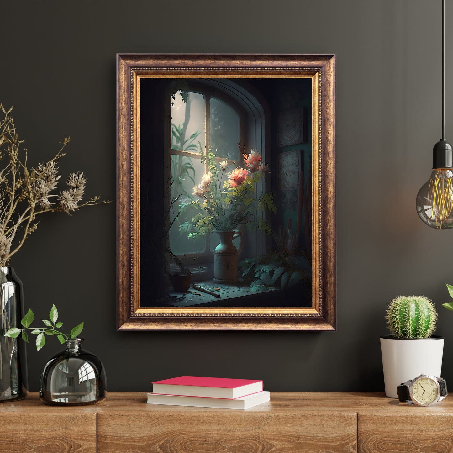 Vase with Flowers Wall Art Painting Moody Floral Decor Vintage Farmhouse Decor Serene and Elegant Home Decor Still Life Art Paper Poster Prints
