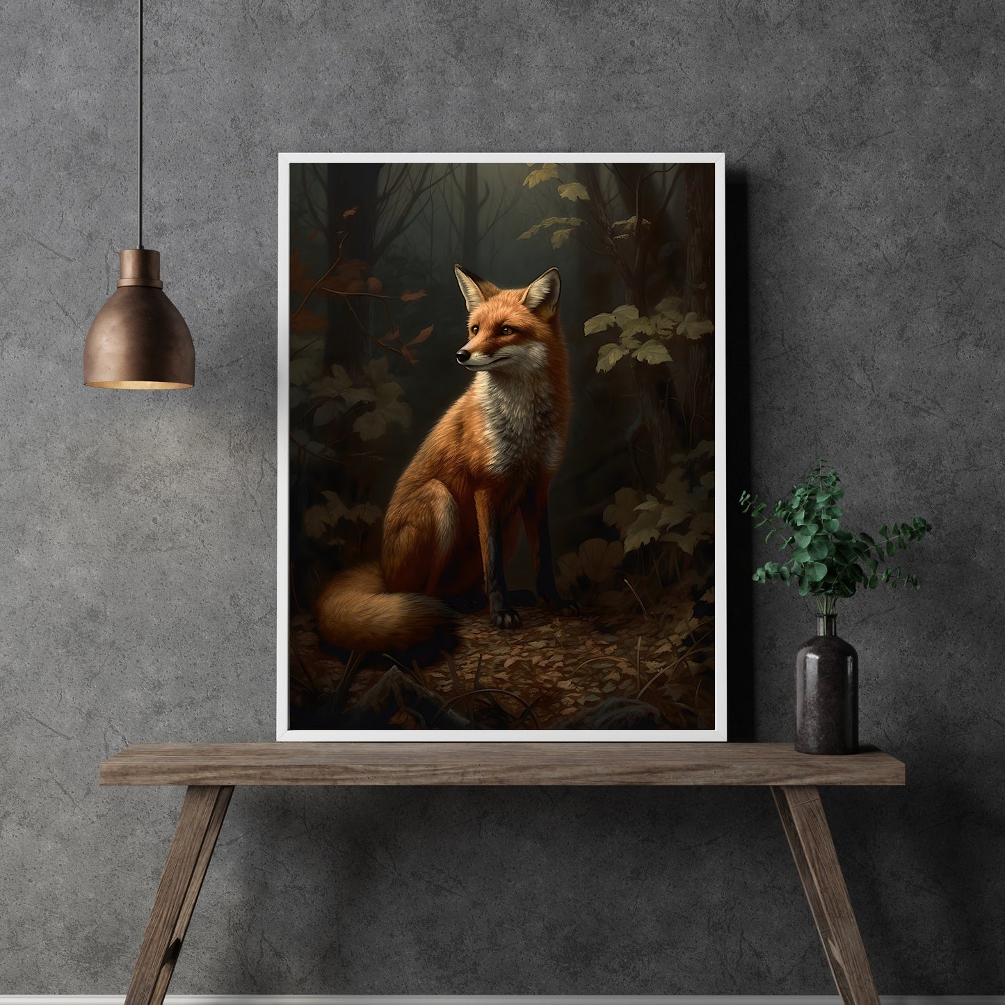 Red Fox Woodland Wall Art Vintage Painting Wildlife Decor Art Dark Academia Wall Art Rustic Fox Painting Cottagecore Artwork Paper Poster Prints