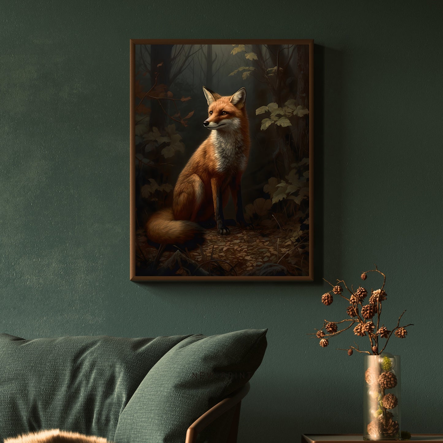 Red Fox Woodland Wall Art Vintage Painting Wildlife Decor Art Dark Academia Wall Art Rustic Fox Painting Cottagecore Artwork Paper Poster Prints