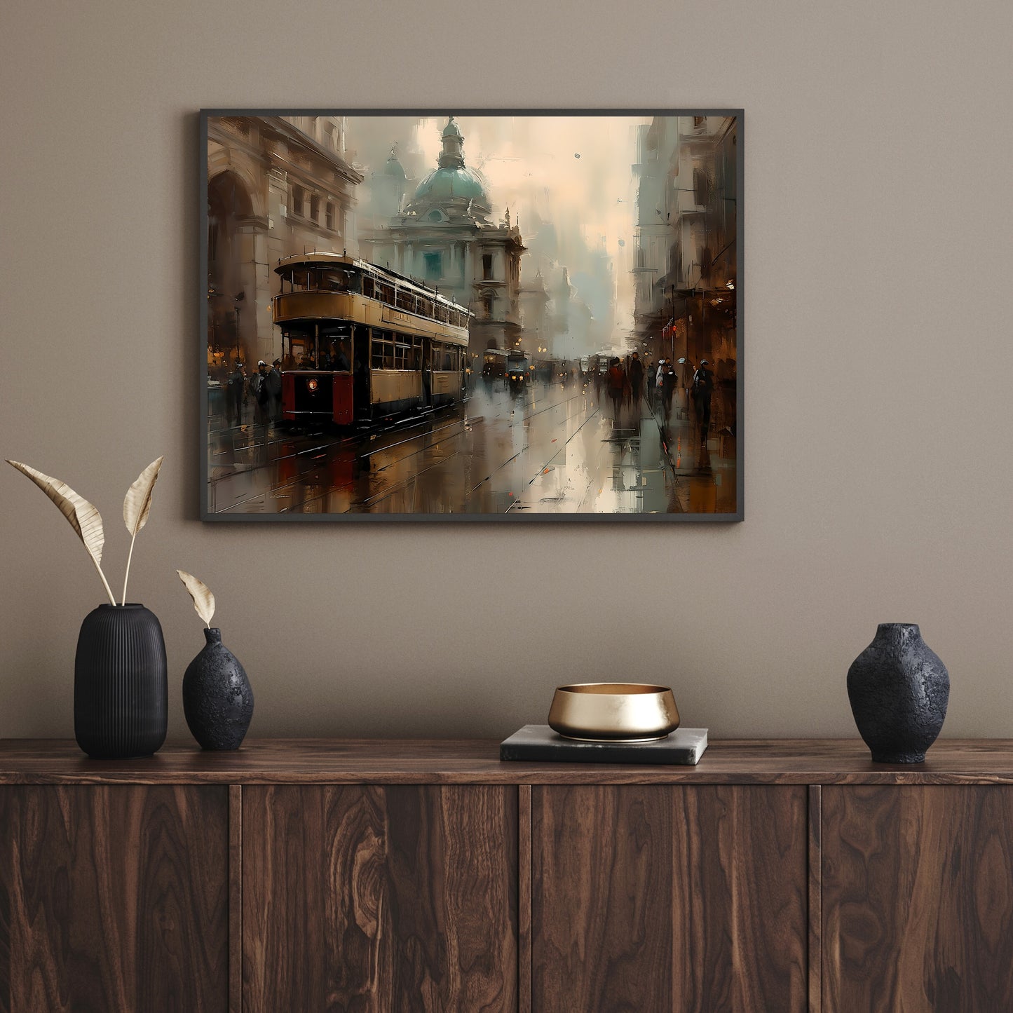 Historic London Street 19th Century Vintage Paper Poster Prints Wall Art Cityscape Impressionistic Painting Nostalgia Artwork Above Couch Decor