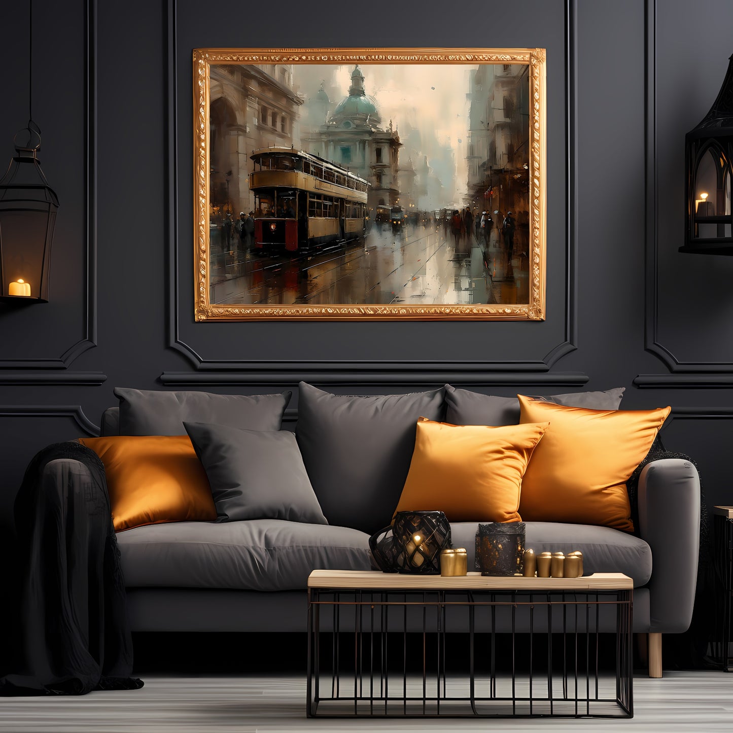 Historic London Street 19th Century Vintage Paper Poster Prints Wall Art Cityscape Impressionistic Painting Nostalgia Artwork Above Couch Decor