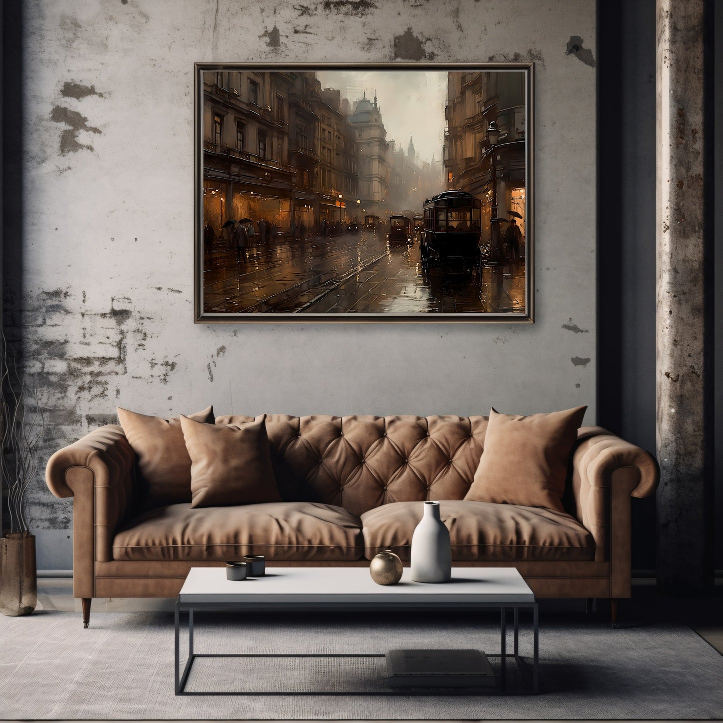 Historic London Street 19th Century Vintage Paper Poster Prints Wall Art Cityscape Impressionistic Painting Nostalgia Artwork Above Couch Decor