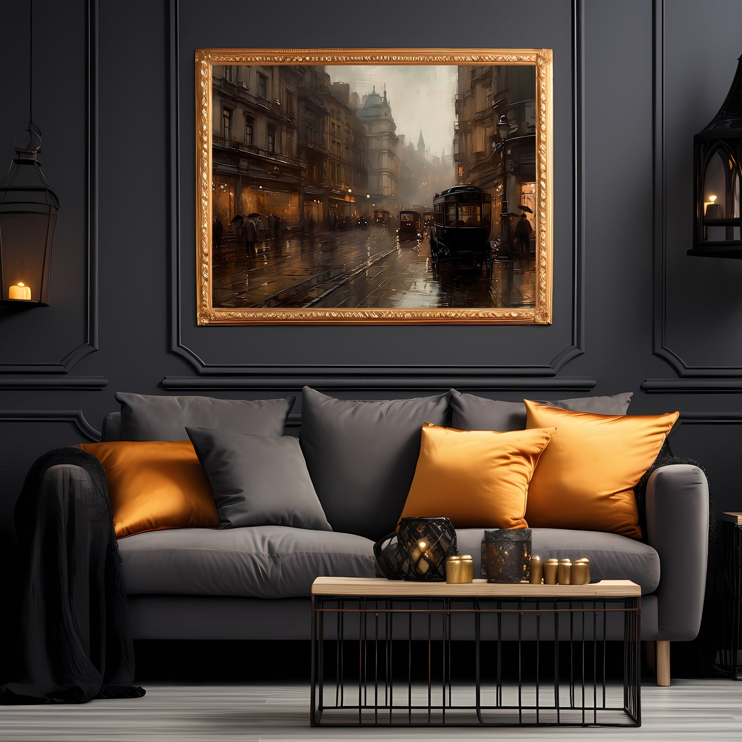 Historic London Street 19th Century Vintage Paper Poster Prints Wall Art Cityscape Impressionistic Painting Nostalgia Artwork Above Couch Decor