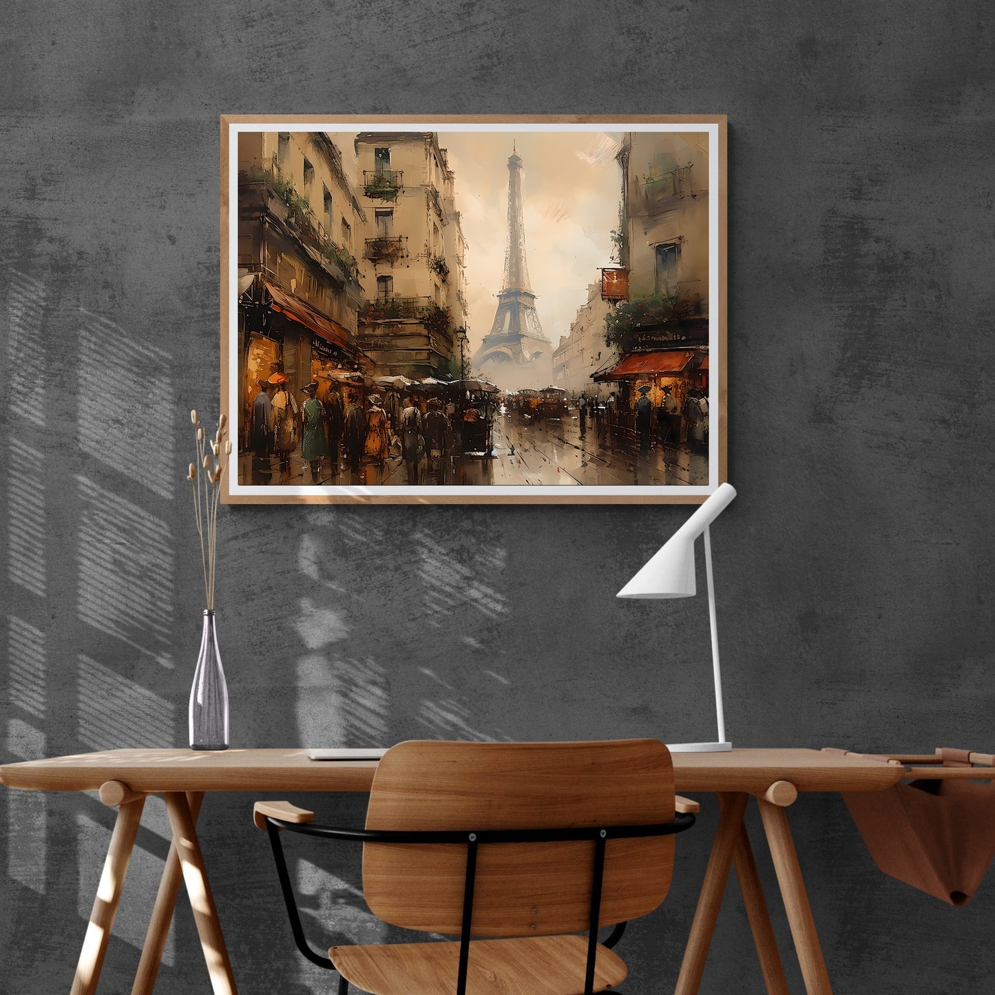Historic Paris Street 19th Century Vintage Paper Poster Prints Wall Art Cityscape Impressionistic Painting Nostalgia Artwork Above Couch Decor