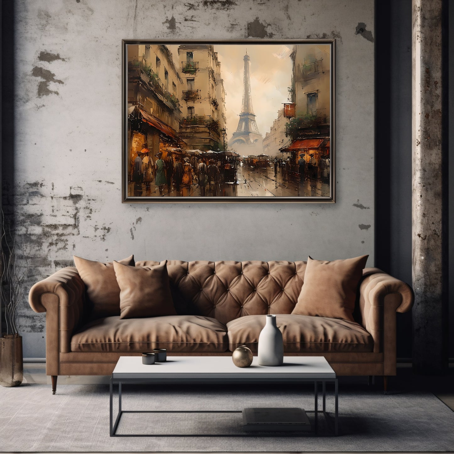 Historic Paris Street 19th Century Vintage Paper Poster Prints Wall Art Cityscape Impressionistic Painting Nostalgia Artwork Above Couch Decor
