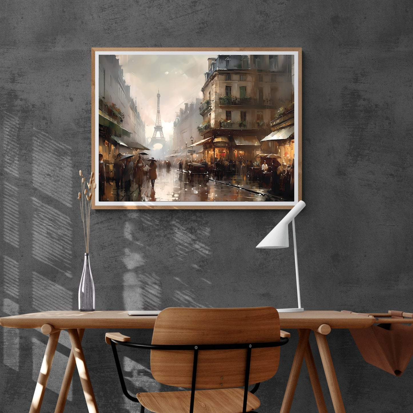Historic Paris Street 19th Century Vintage Paper Poster Prints Wall Art Cityscape Impressionistic Painting Nostalgia Artwork Above Couch Decor