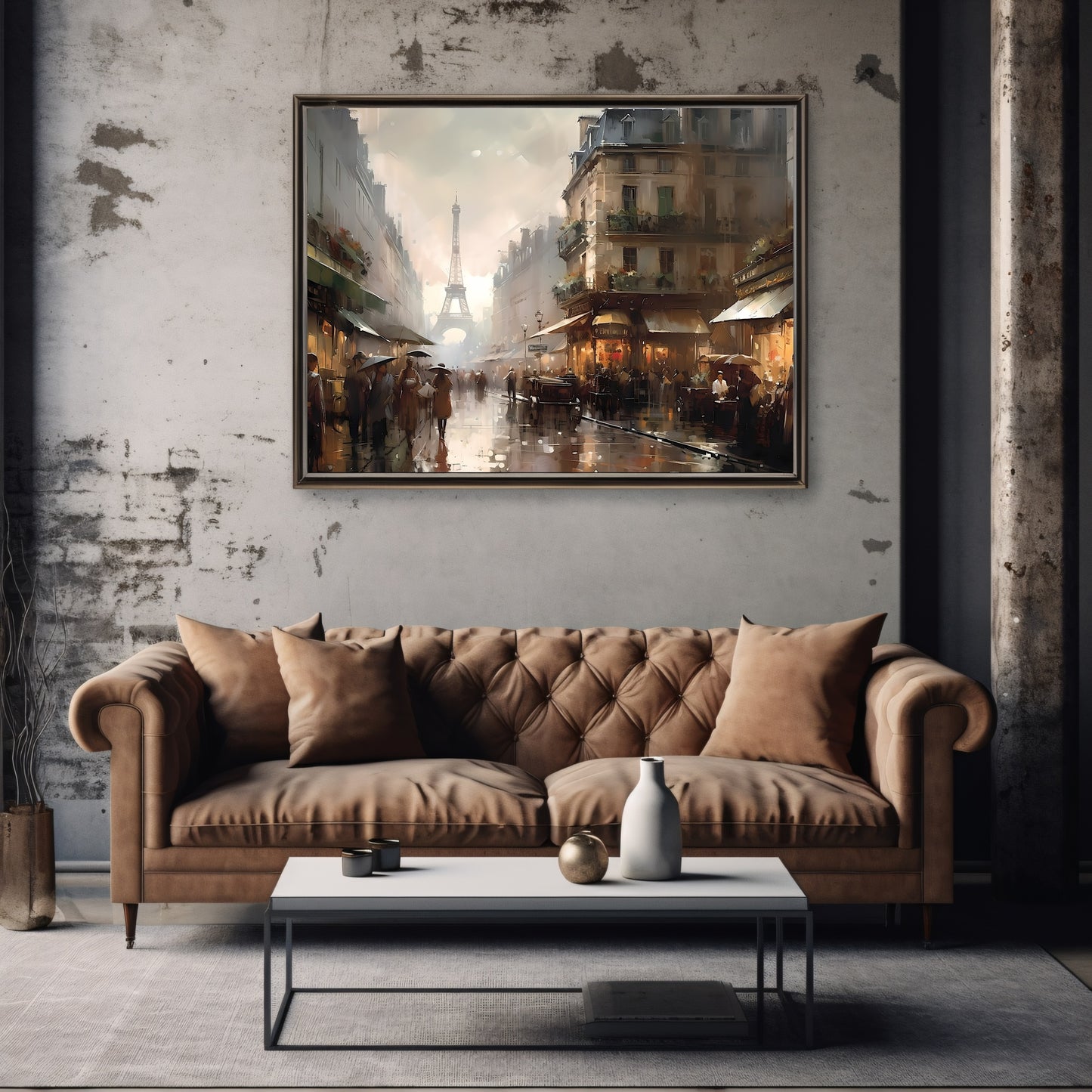 Historic Paris Street 19th Century Vintage Paper Poster Prints Wall Art Cityscape Impressionistic Painting Nostalgia Artwork Above Couch Decor