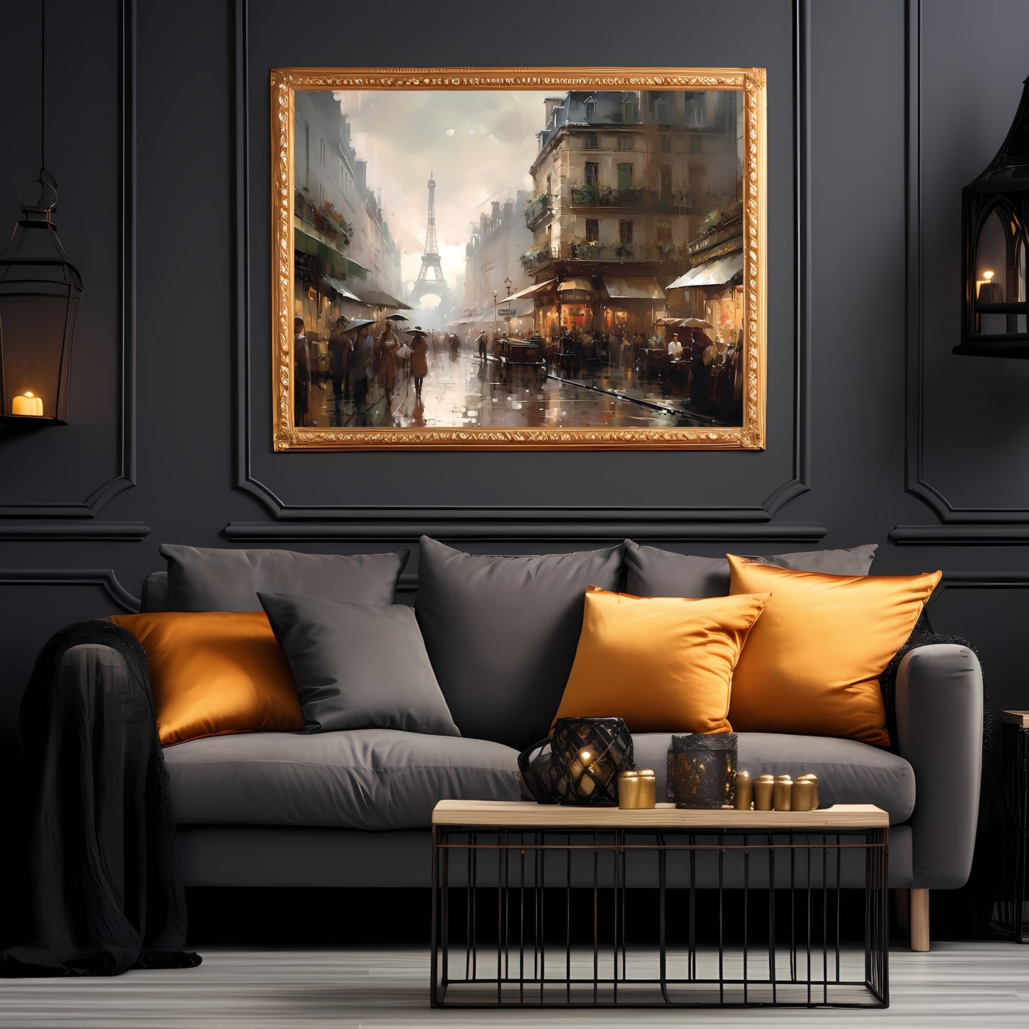Historic Paris Street 19th Century Vintage Paper Poster Prints Wall Art Cityscape Impressionistic Painting Nostalgia Artwork Above Couch Decor