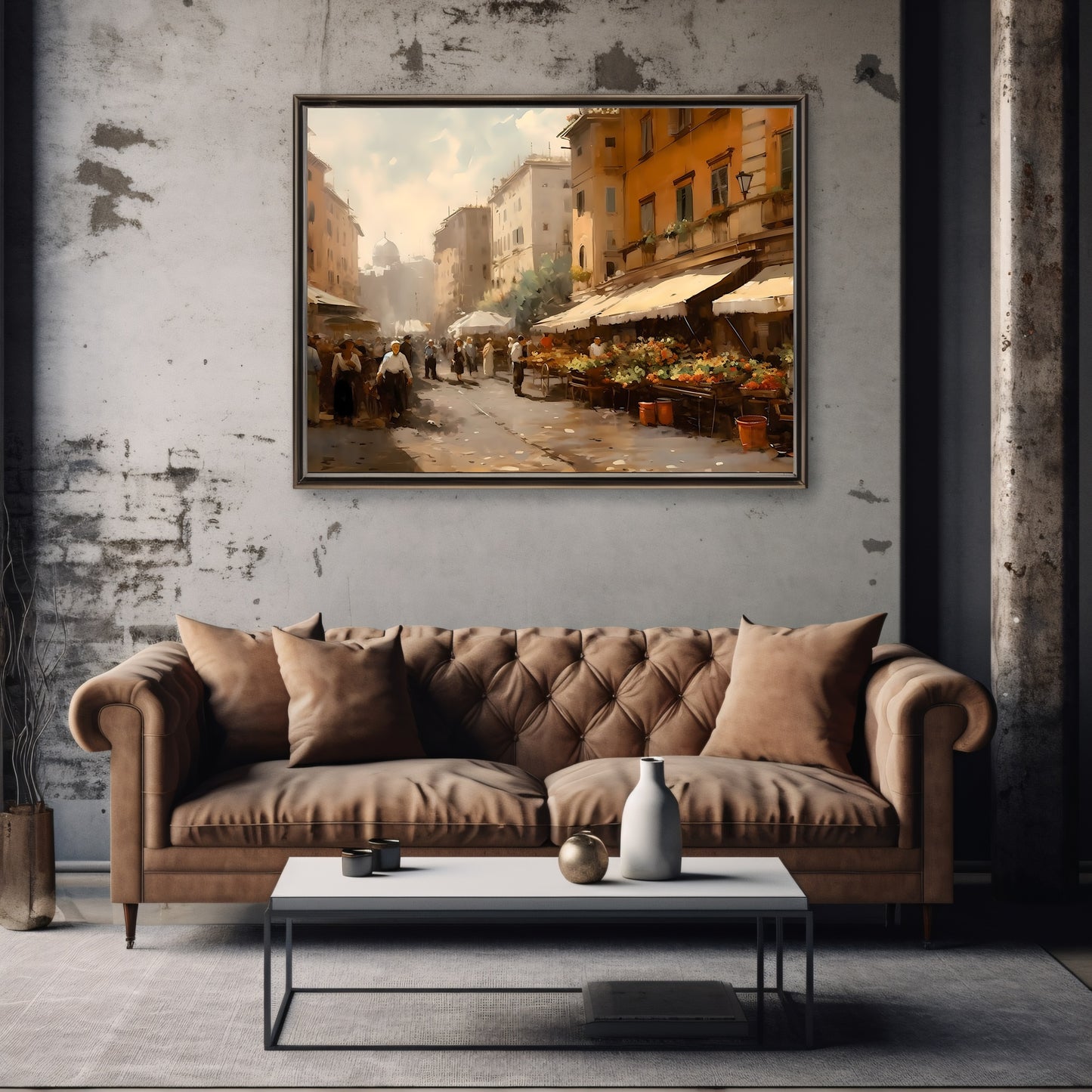 Historic Rome Street 19th Century Vintage Paper Poster Prints Wall Art Cityscape Impressionistic Painting Nostalgia Artwork Above Couch Decor