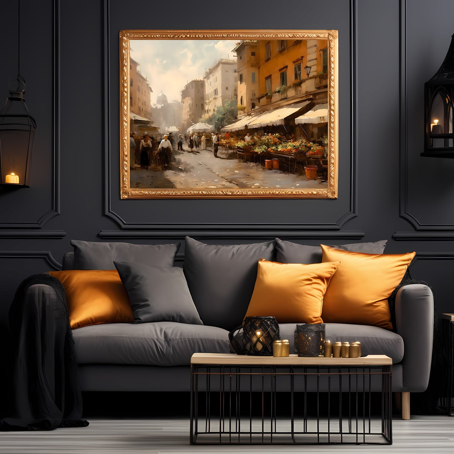 Historic Rome Street 19th Century Vintage Paper Poster Prints Wall Art Cityscape Impressionistic Painting Nostalgia Artwork Above Couch Decor