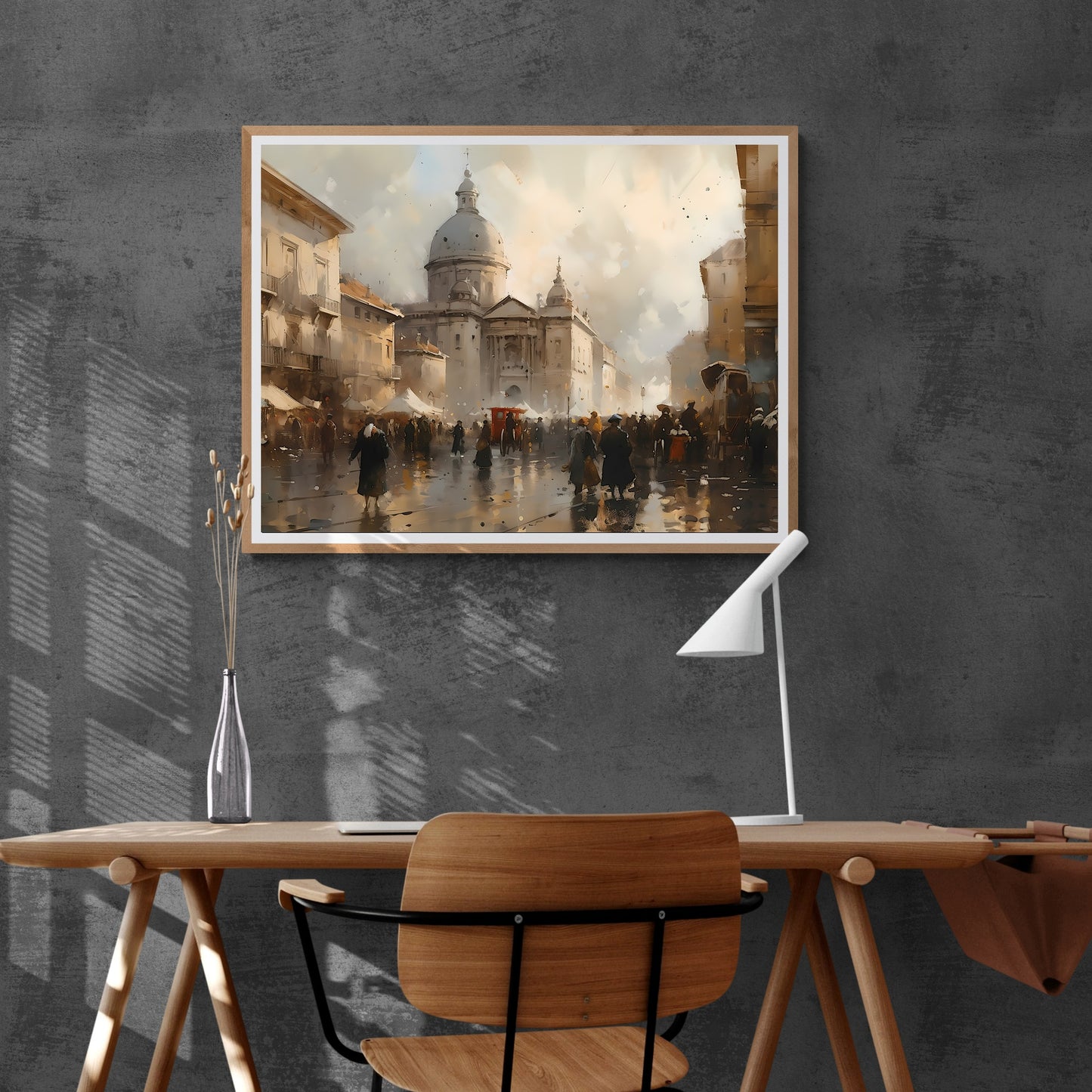 Rome 19th Century Street View Vintage Paper Poster Prints Wall Art Cityscape Impressionistic Painting Nostalgia Artwork Above Couch Decor