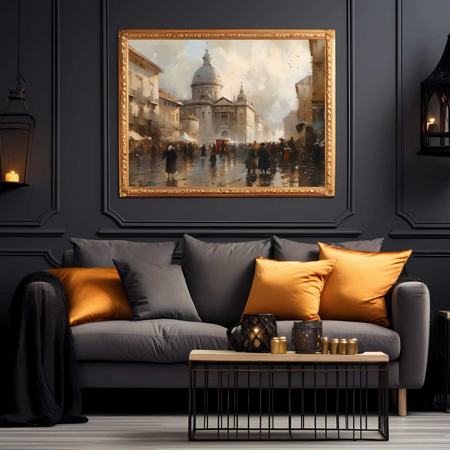 Rome 19th Century Street View Vintage Paper Poster Prints Wall Art Cityscape Impressionistic Painting Nostalgia Artwork Above Couch Decor