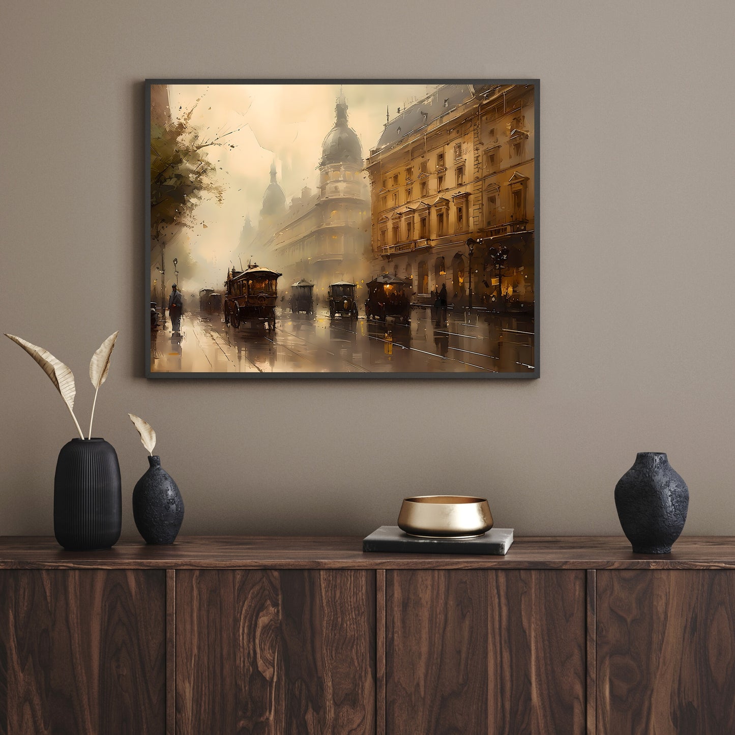 Historical Vienna 19th Century Street View Vintage Paper Poster Prints Wall Art Cityscape Impressionistic Painting Nostalgia Artwork Impressionistic