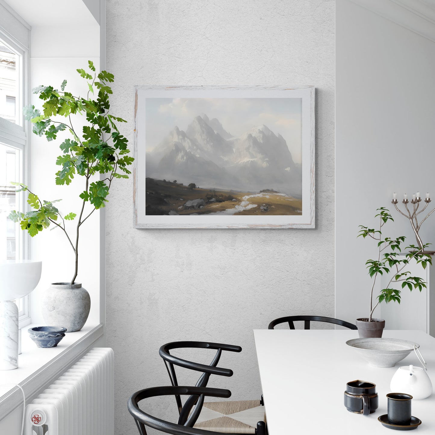 Alpine mountain painting Paper Poster Prints vintage art oil painting farmhouse deocor majestic mountains rustic decor