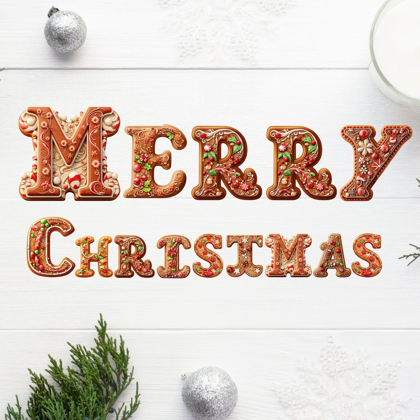 Lebkuchen-Alphabet 26 PNG-Clipart-Bundle, Weihnachts-Schriftart, Clipart, Kartengestaltung, Clip-Art, digitales Papierhandwerk, Feiertags-Buchstabengrafik