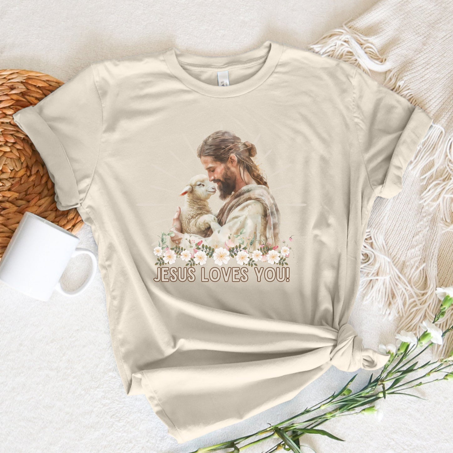 Jesus Loves You - Watercolor Lamb T-Shirt