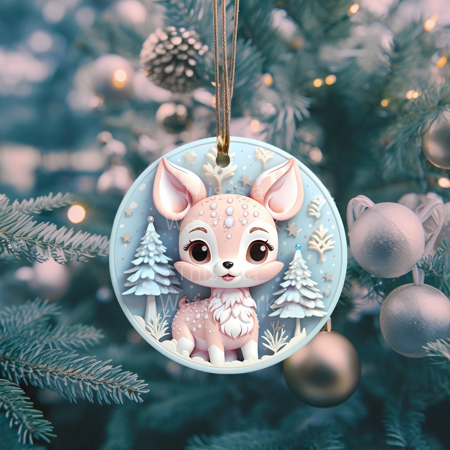 3D-Weihnachtsschmuck für das Kinderzimmer, 20 PNG-Bündel, Sublimationsdesign, festliche runde Aufkleber, Pastell-3D-Effekt, runde Weihnachtsdekoration, Cliparts