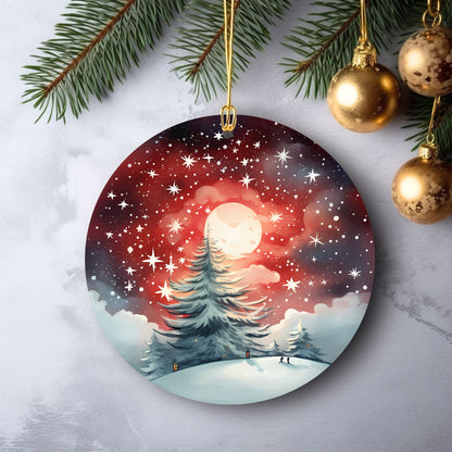 Watercolor Christmas Ornaments featuring 20 different designs Round Ceramic Ornaments with Vivid Classic Xmas Designs Festive Christmas Tree Decoration