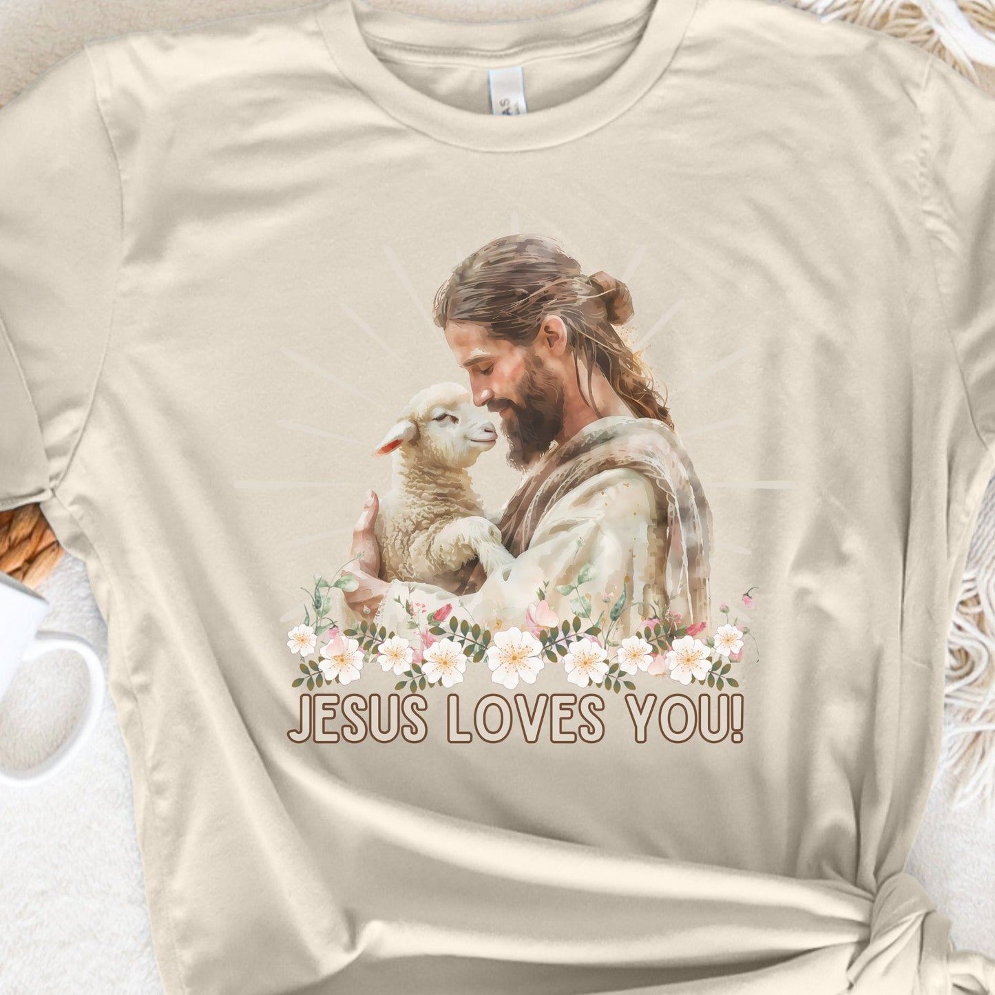 Jesus Loves You - Watercolor Lamb T-Shirt