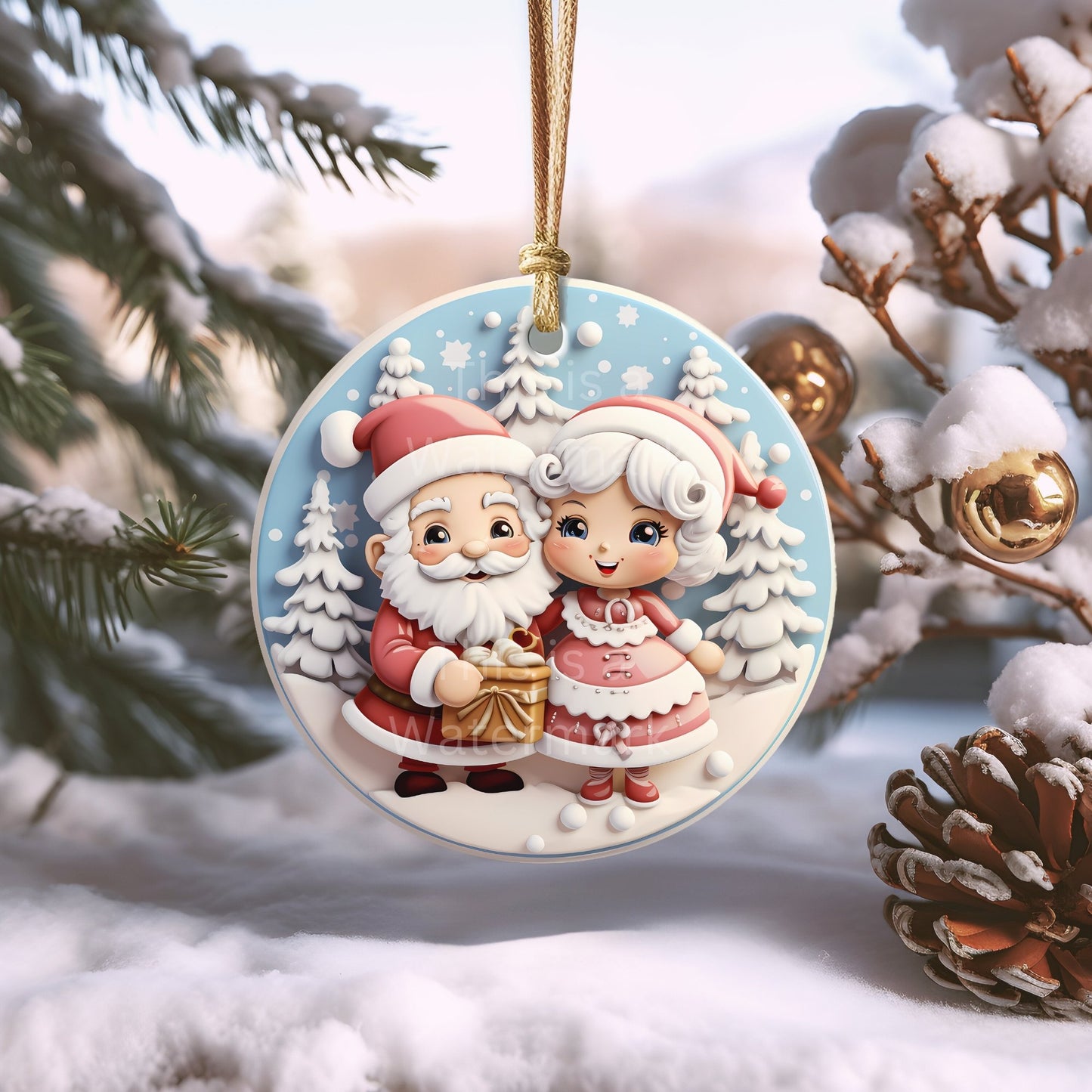 3D-Weihnachtsschmuck für das Kinderzimmer, 20 PNG-Bündel, Sublimationsdesign, festliche runde Aufkleber, Pastell-3D-Effekt, runde Weihnachtsdekoration, Cliparts