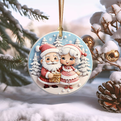 3D Nursery Christmas Ornament 20 PNG Bundle Sublimation Design Festive Round Stickers Pastel 3D Effect Round Christmas Decoration Clipart