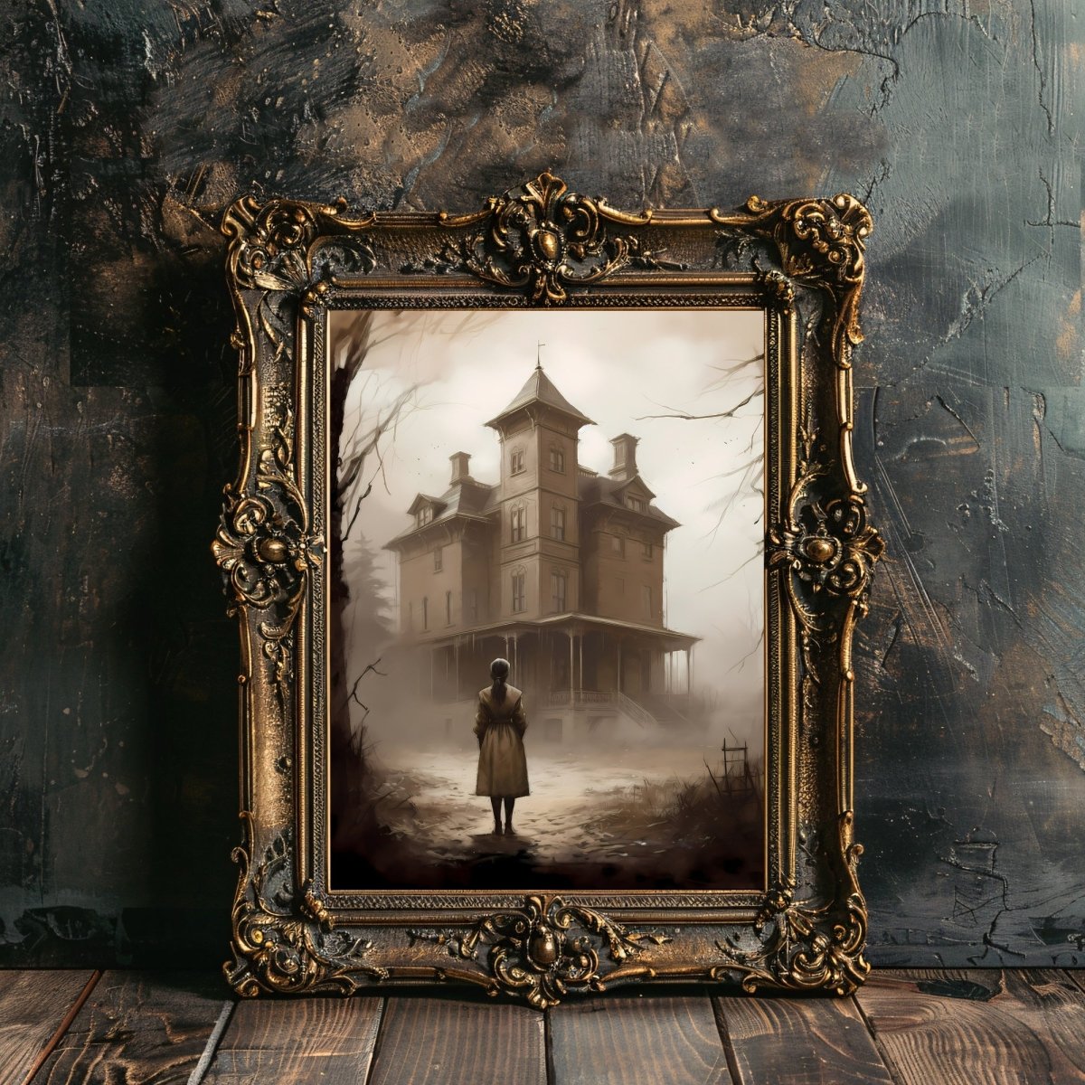 Abandoned Mansion Haunted House Paper Poster Prints Dark Spooky Decor Creepy Goth Wall Art Eerie Painting Dark Cottagecore Gothic Wall Art - Everything Pixel