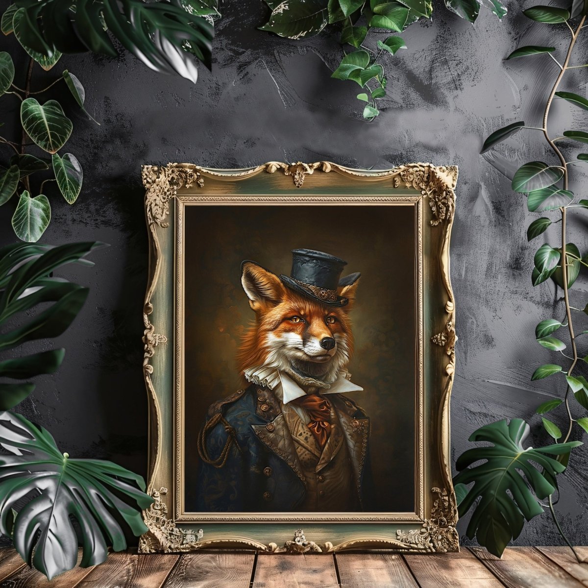 Aristocrat Fox in Victorian Clothes and Cylinder Hat - Quirky Animal Portrait Print - Gothic Wall Art - Everything Pixel