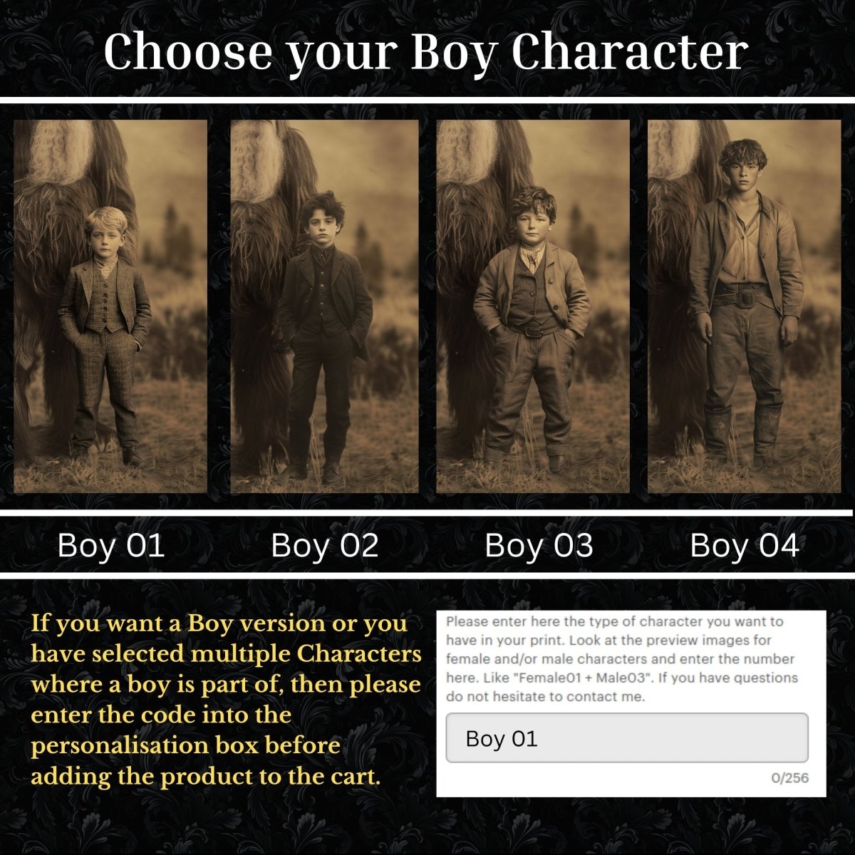 Bigfoot Customizable Wall Art Print – Vintage Photograph Personalised Sasquatch Print - 4 Characters for Face Swap Possible - Everything Pixel