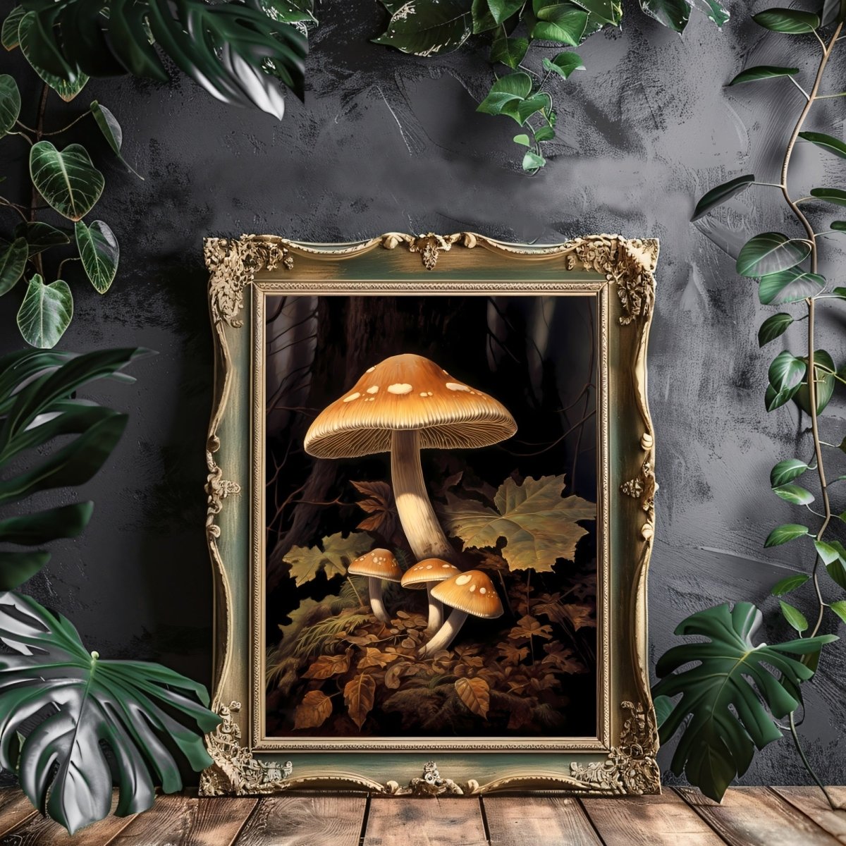 Brown Woodland Mushrooms Paper Gothic Wall Art Poster Prints Dark Academia Goblincore Vintage Botanical Decor Witchy Gothic Cottagecore Mushroom Poster - Everything Pixel
