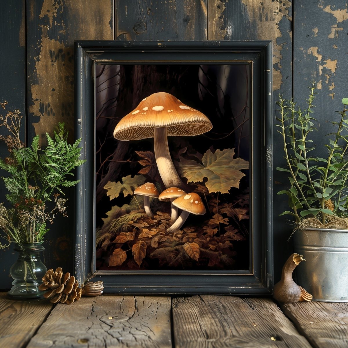 Brown Woodland Mushrooms Paper Gothic Wall Art Poster Prints Dark Academia Goblincore Vintage Botanical Decor Witchy Gothic Cottagecore Mushroom Poster - Everything Pixel