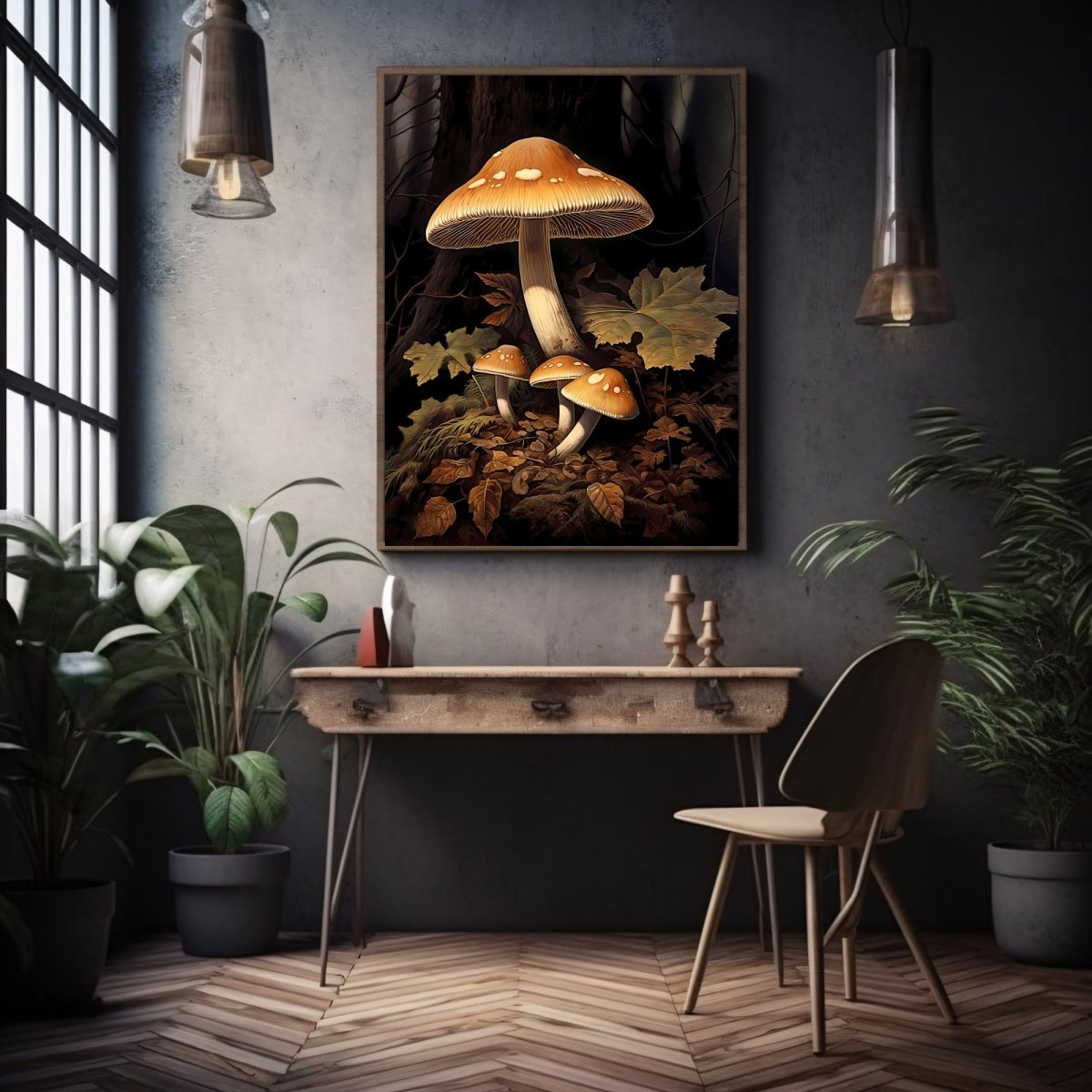 Brown Woodland Mushrooms Paper Gothic Wall Art Poster Prints Dark Academia Goblincore Vintage Botanical Decor Witchy Gothic Cottagecore Mushroom Poster - Everything Pixel