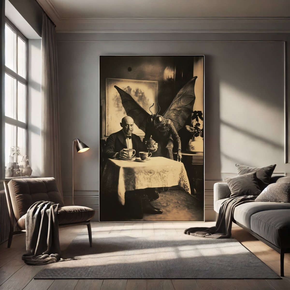 Custom Vintage Mothman Wall Art Print - Gothic Decor, Paranormal Folklore, Whimsical Bizarre, Victorian Photo - Everything Pixel