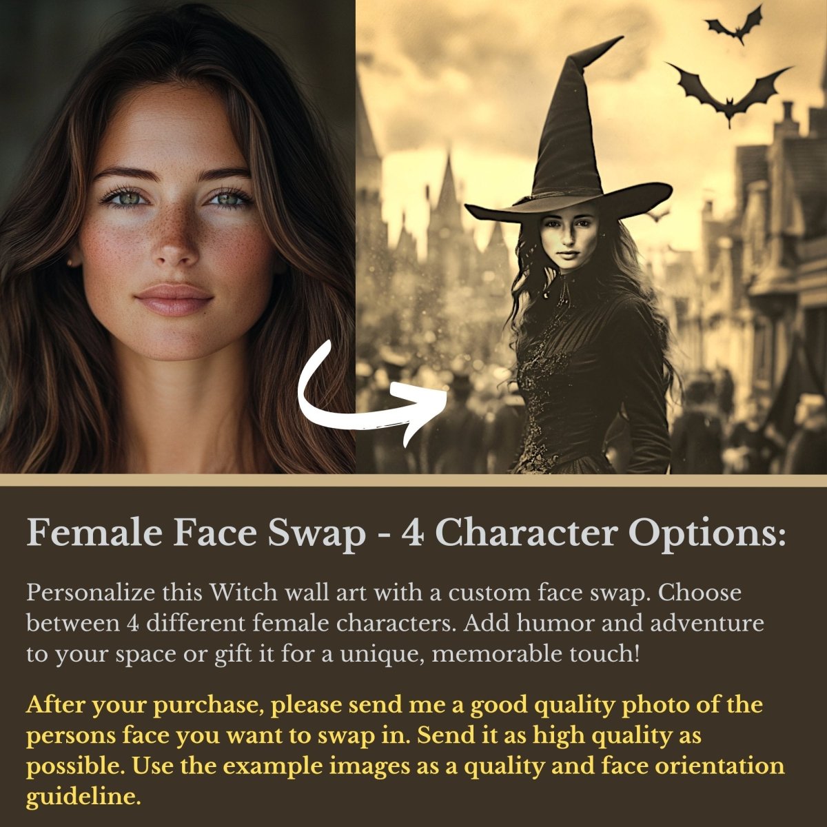 Custom Vintage Wizard & Witch Portrait – Personalized Gothic Wall Art - Everything Pixel