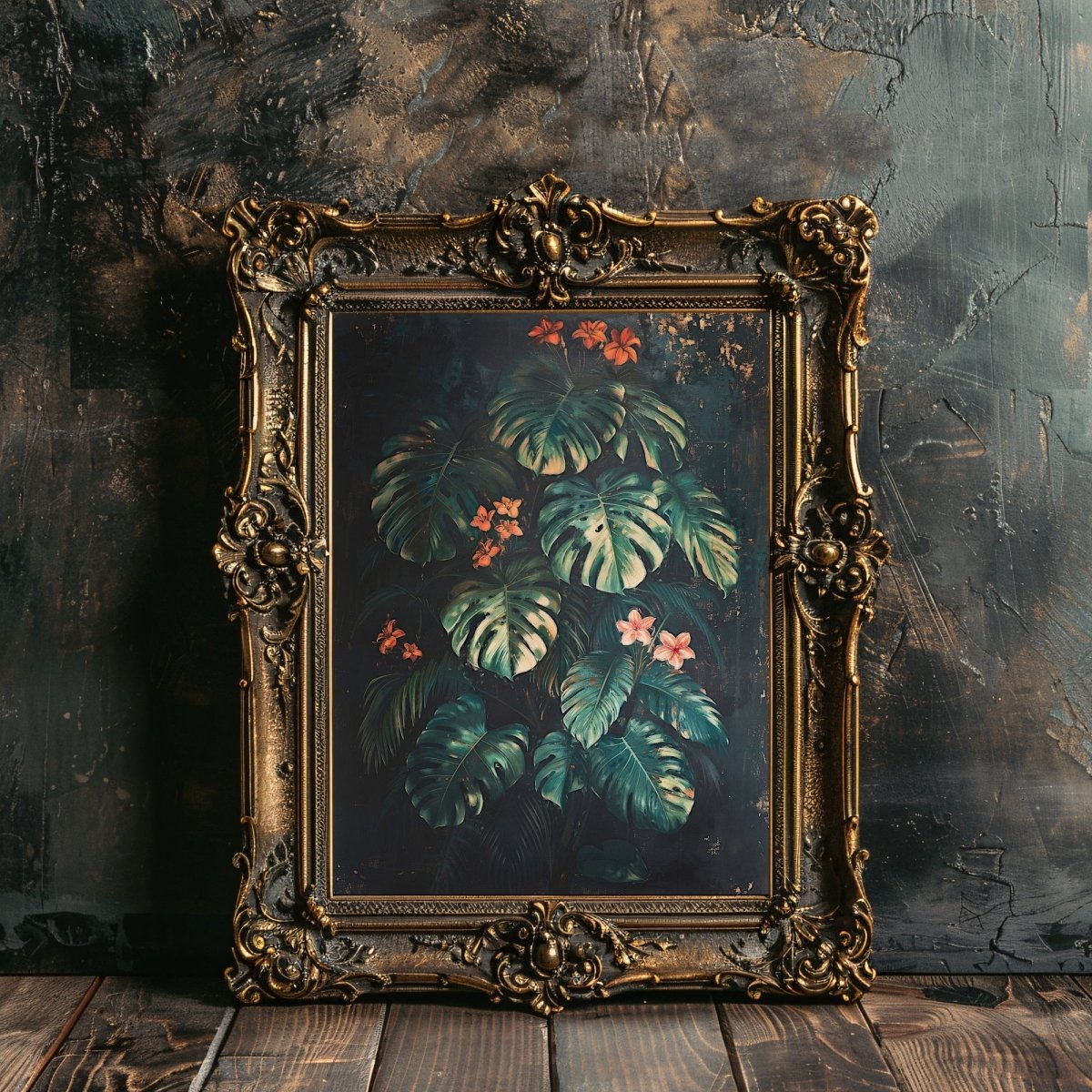 Dark Gothic Jungle Wall Art - Monstera Print - Everything Pixel