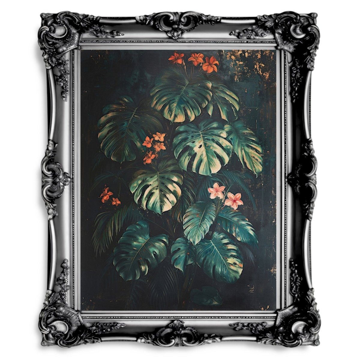 Dark Gothic Jungle Wall Art - Monstera Print - Everything Pixel