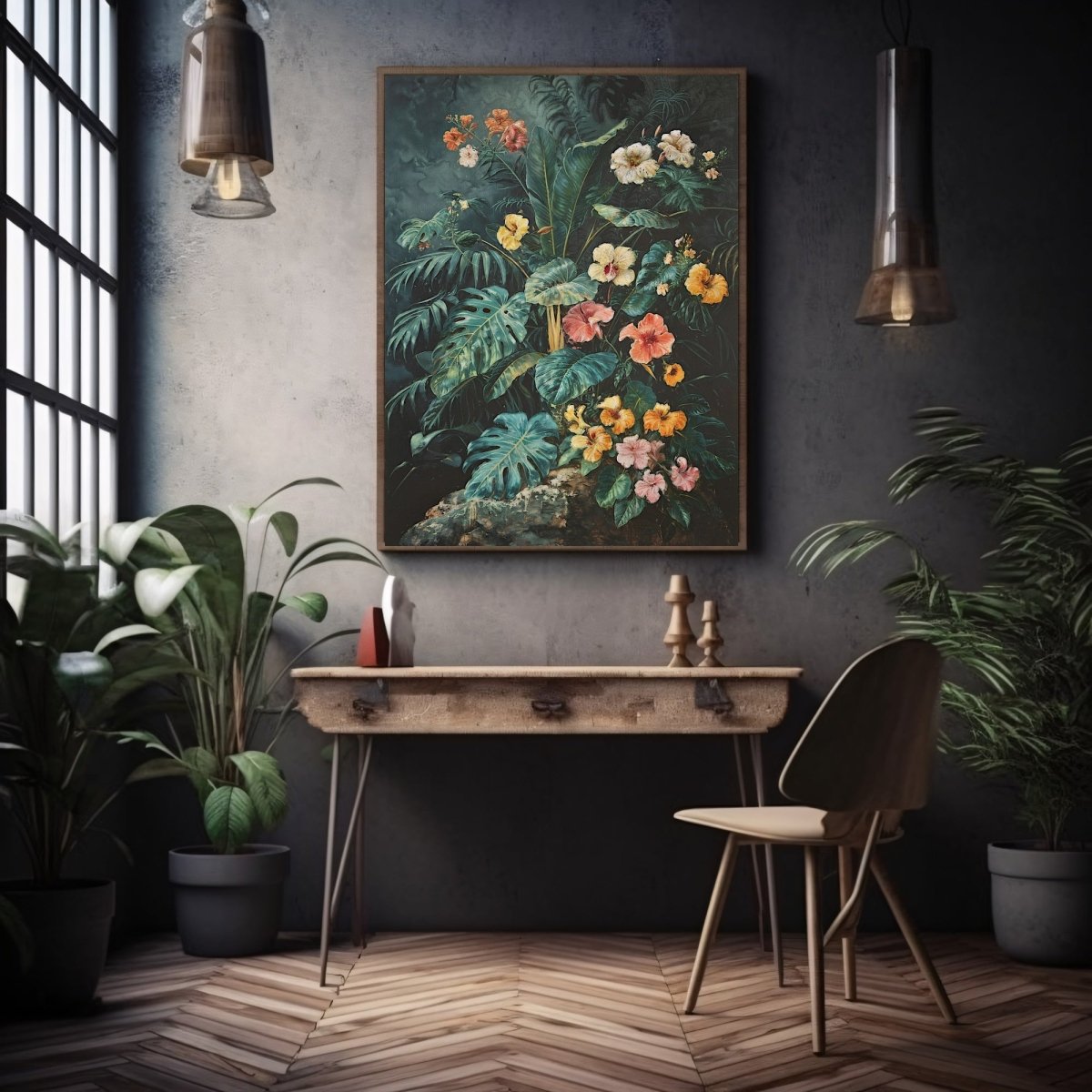 Dark Jungle Monstera Gothic Wall Art Print - Everything Pixel